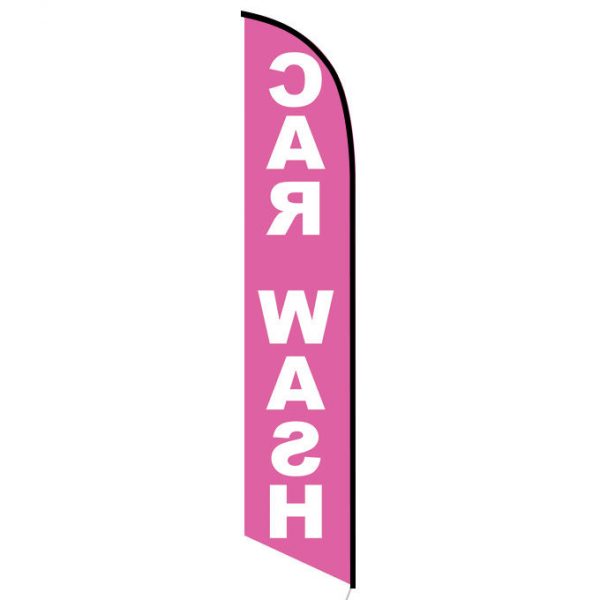 Car wash pink white banner flag