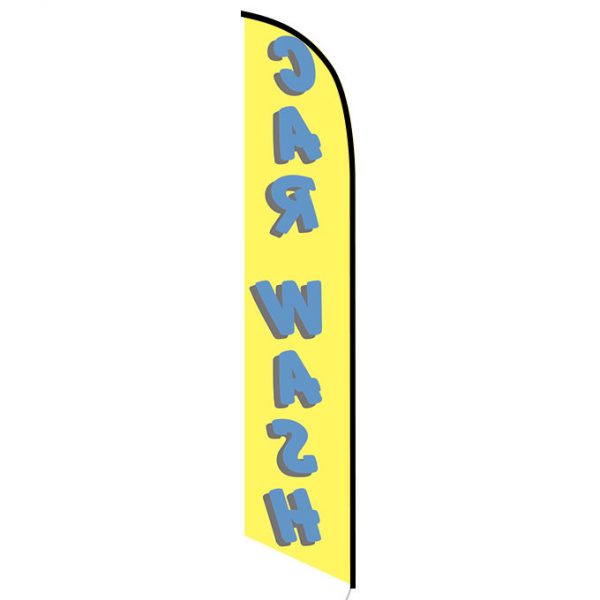 Car wash yellow blue banner flag