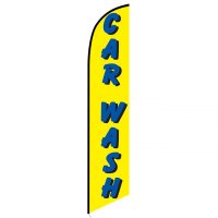 Car wash yellow blue banner flag
