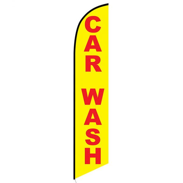 Car wash yellow red feather flag