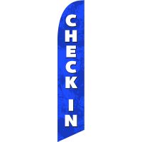 Check In Blue Feather Flag Kit with Ground Stake