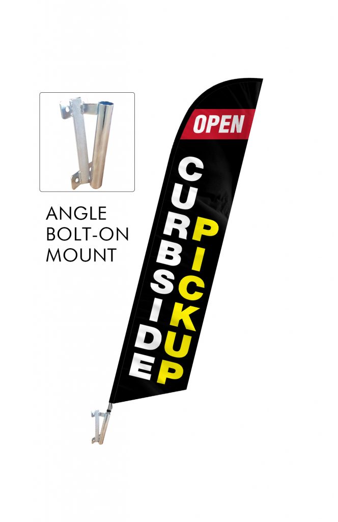 Curbside Pickup Feather Flag Single Sided_FFN-CP-02455 Angle Bolt On Mount