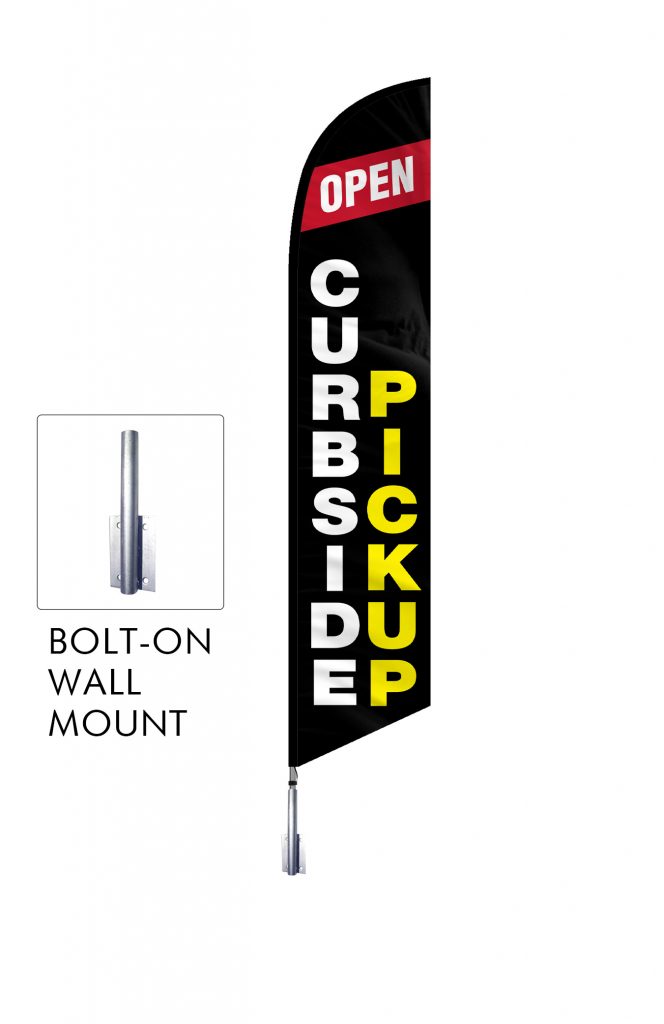 Curbside Pickup Feather Flag Single Sided_FFN-CP-02455 Bolt On Wall Mount