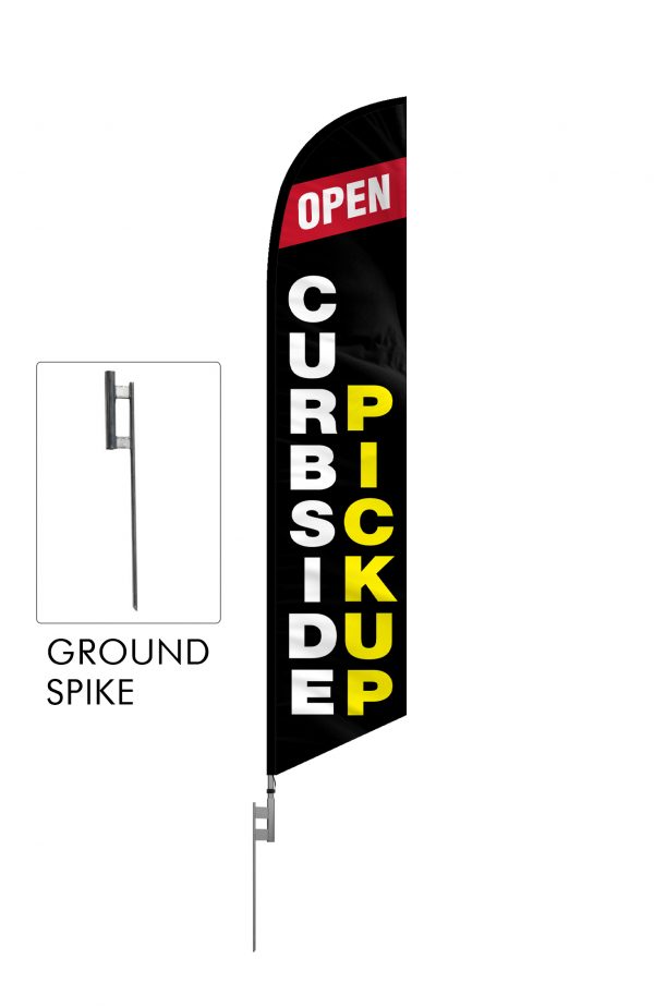 Curbside Pickup Feather Flag Single Sided_FFN-CP-02455 with ground spike