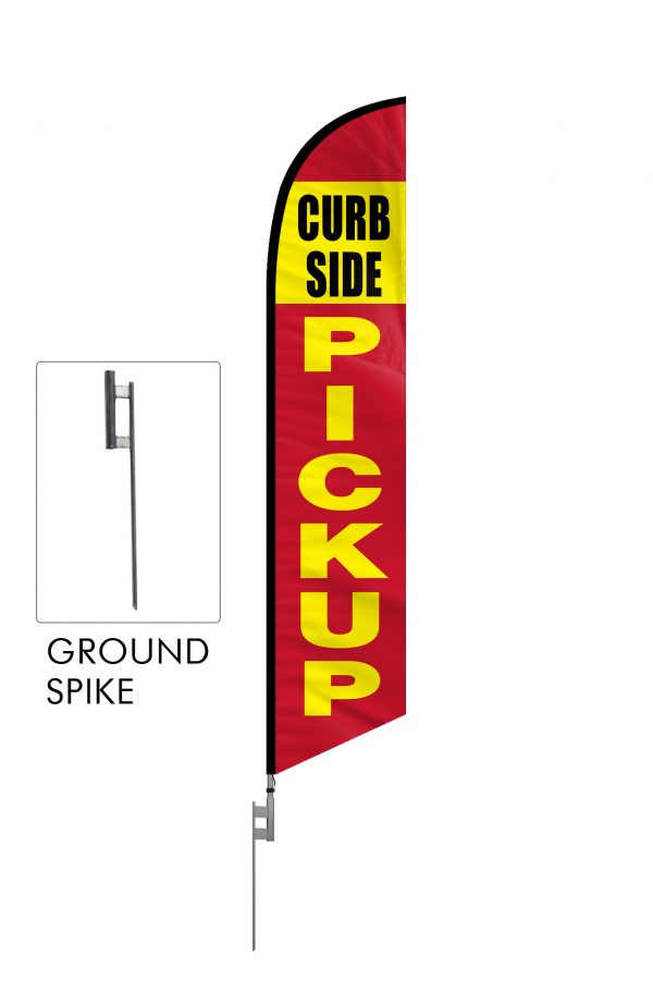 Curbside Pickup Feather Flag Single Sided_FFN-CP-02456 with ground spike