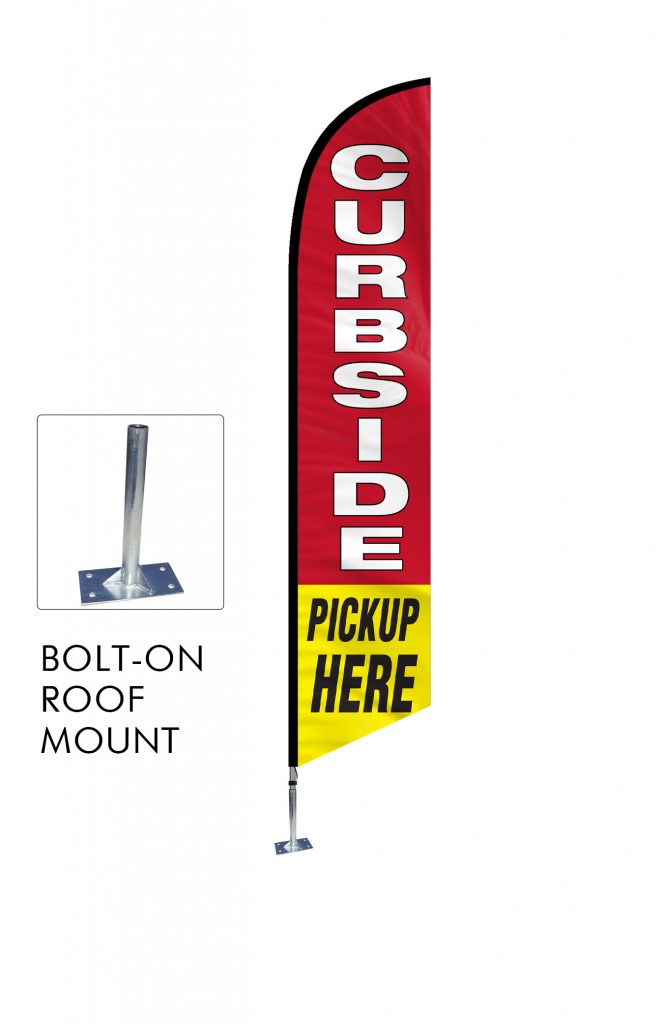 Curbside Pickup Feather Flag Single Sided_FFN-CP-02458 with Bolt On Roof Mount
