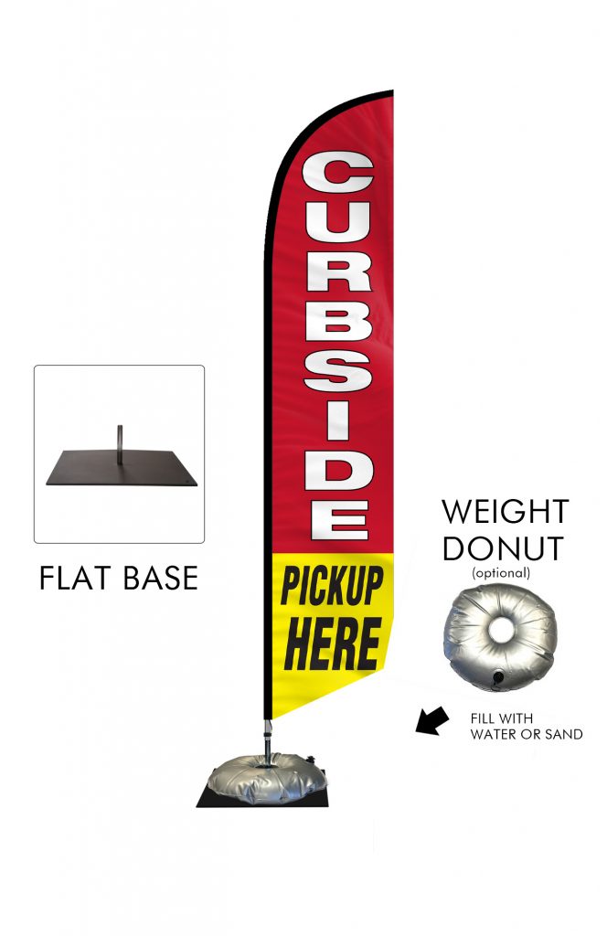 Curbside Pickup Feather Flag Single Sided_FFN-CP-02458 with Flat Base and Weight Donut