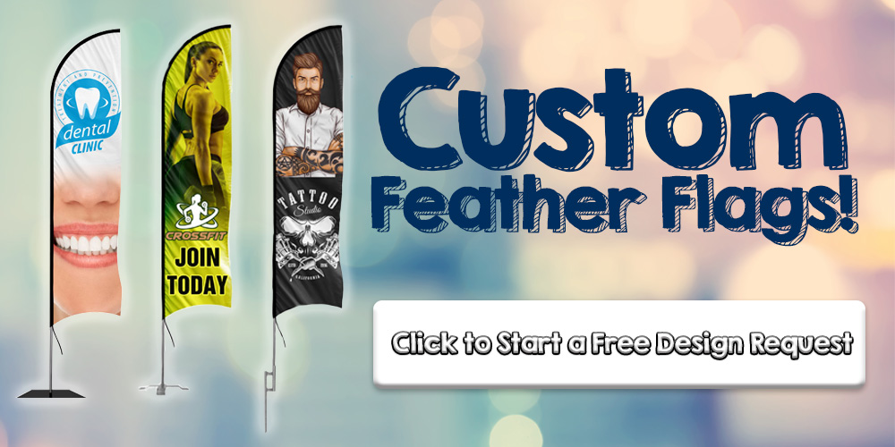 A custom feather flags graphic with three flags