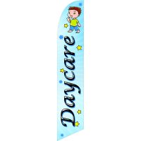 Daycare Blue Feather Flag Kit with Ground Stake