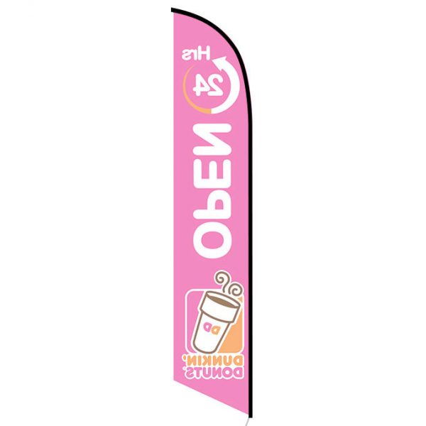 Dunkin Donuts Open 24 Hours pink feather flag