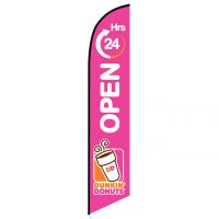 Dunkin Donuts Open 24 Hours pink feather flag
