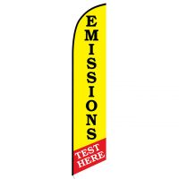 Emissions Test Here feather flag