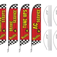 Auto Feather Flag Multi Package – Pack of 4 with Pre-Curved Poles & Ground Spike