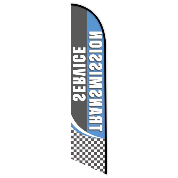 transmission service blue checkered feather flag back of flag