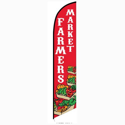 FARMERS MARKET Banner Flag Only 3' Wide Advertising Sign Swooper Flutter Feather 758003221327 