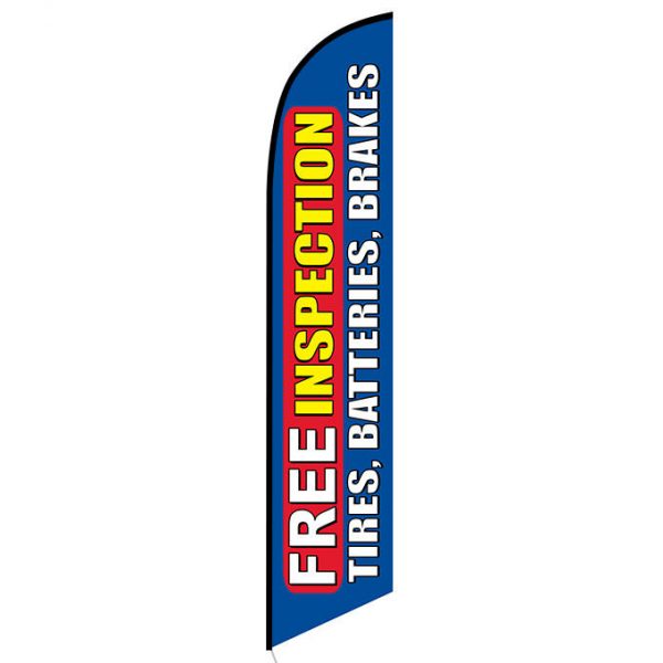 Free Inspection Tires Batteries Brakes Blue Banner Flag FFN-5319 front