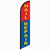 Hail Repair blue and red Feather Banner Flag