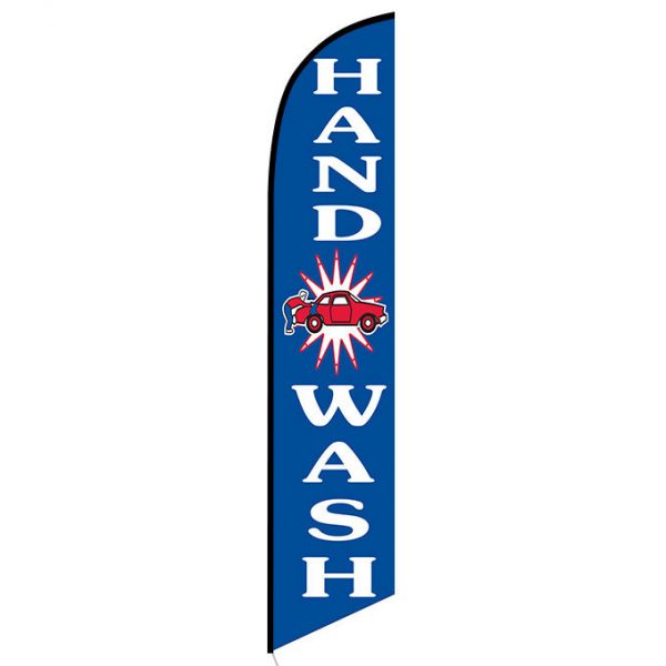 Hand wash blue feather flag