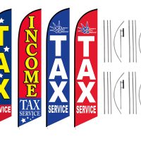 Tax Service Feather Flags – Pack of 4 with Pre-Curved Poles & Ground Spike
