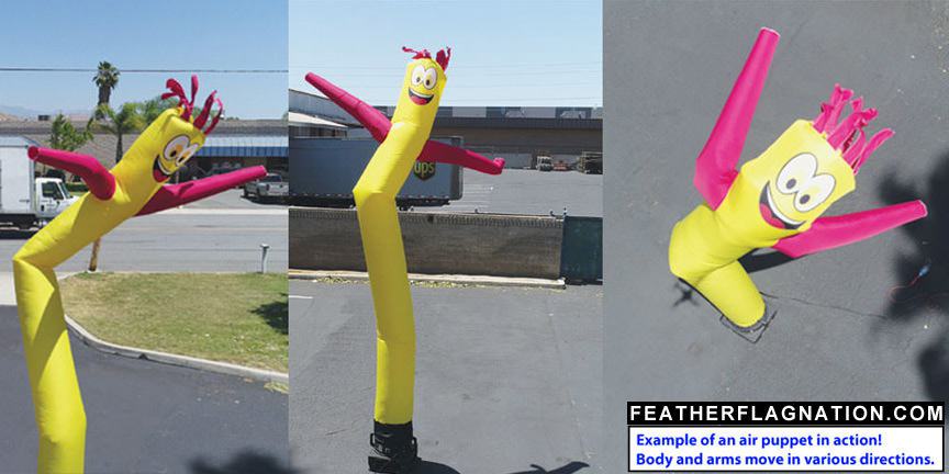 Live images of an inflatable tube man air tube dancer.