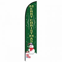 Merry Christmas green feather flag