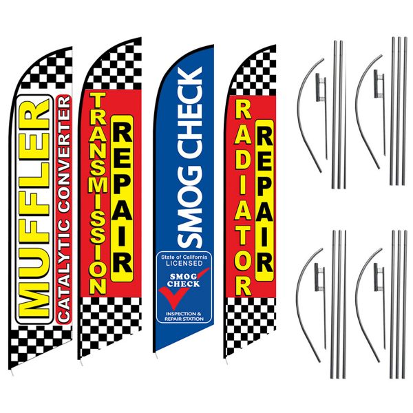 Muffler-Cataylic-Convertor-Radiator-Repair-Mechanic-Feather-Flag-Packages