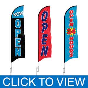 Open Feather Flags | Now Open Banners | Cheap Advertising Flags