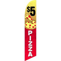 Pizza $5 Feather Flag with Ground Spike