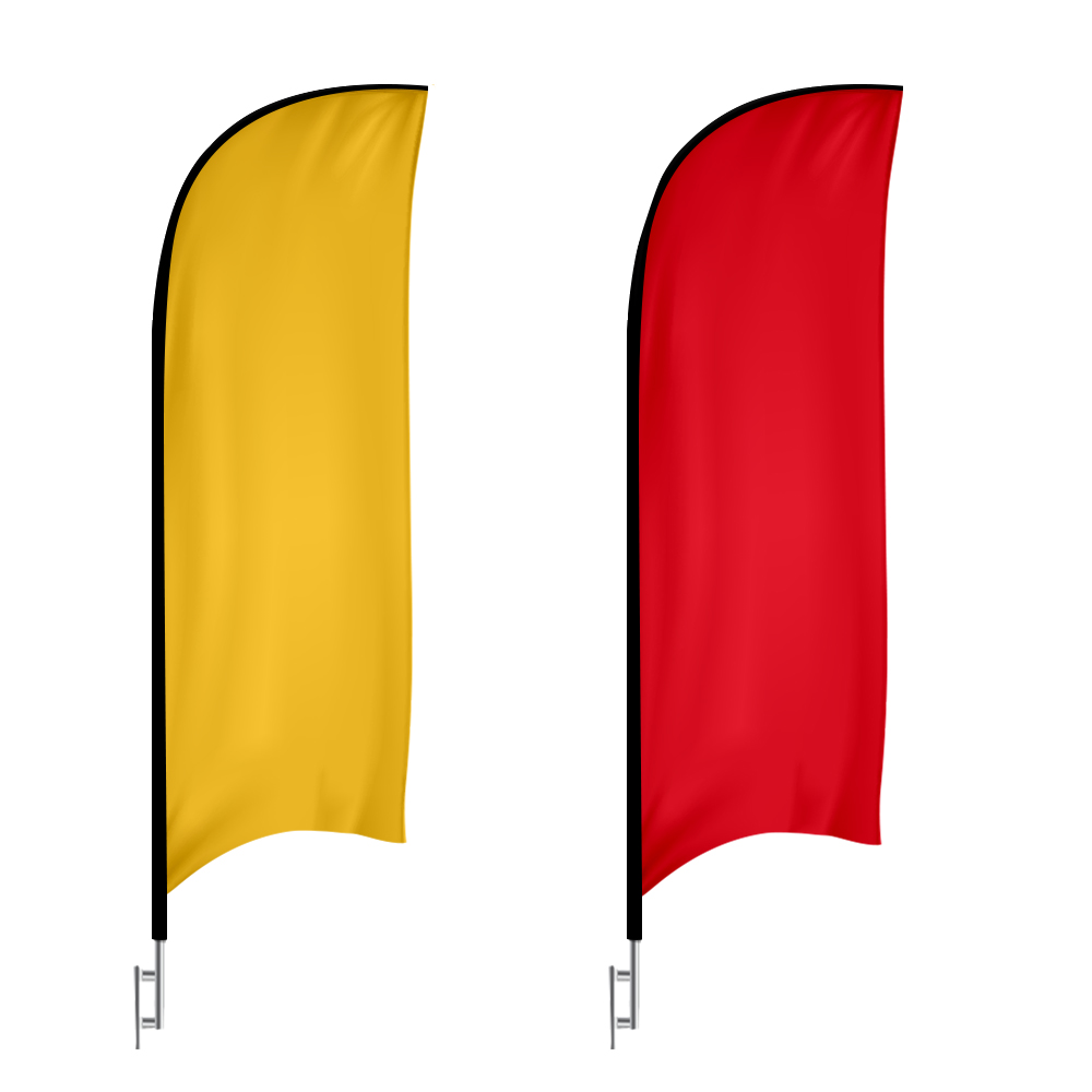 SOLID YELLOW AND SOLID RED 6FT FEATHER FLAGS