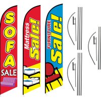 Sofa Mattress Furniture Sale Feather Flag Kits (3 Flags + 3 Pole Kits + 3 Ground Spikes)