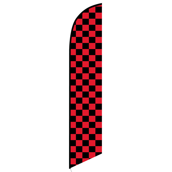 RED & BLACK CHECKERS CHECKERED FLUTTER FLAG Tall Feather Swooper Event Banner