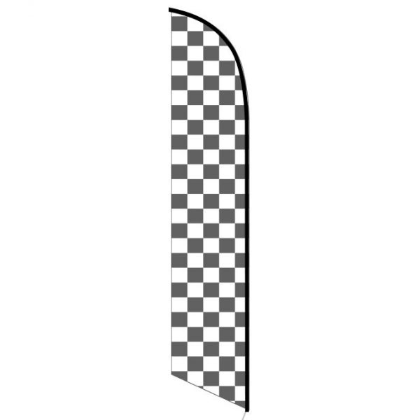 Solid Black and White Checkers Feather Banner Flag