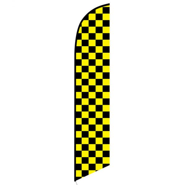 Solid Black and Yellow Checkers Feather Banner Flag