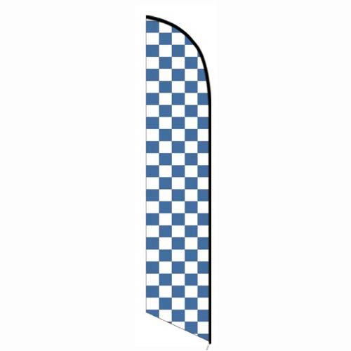Solid Blue and White Checkers Feather Banner Flag