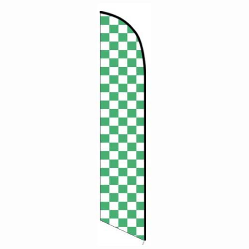 Solid Green and White Checkers Feather Banner Flag