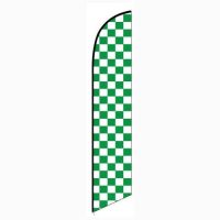 Solid Green and White Checkers Feather Banner Flag