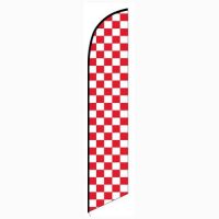 Solid Red and White Checkers Feather Banner Flag