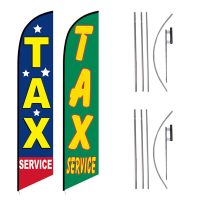 Tax Service Feather Flag – Pack of 2 with Pre-Curved Poles & Ground Spike