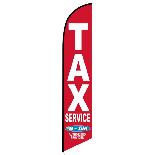 Tax Service feather flag e-file red