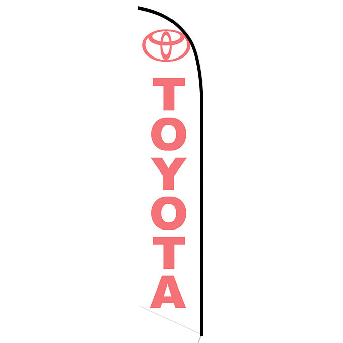 White Toyota 12ft Feather Banner Swooper Flag FLAG ONLY 