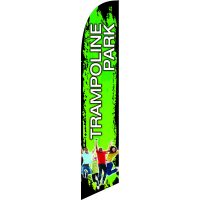 Trampoline Park Green Feather Flag Kit with Ground Stake