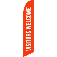 Visitors Welcome Orange Feather Flag Kit with Ground Stake
