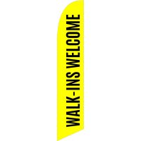 Walk Ins Welcome Yellow Feather Flag Kit with Ground Stake