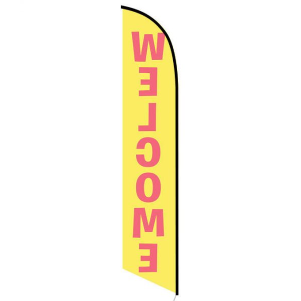 Welcome yellow feather flag