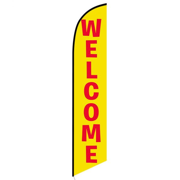 Welcome yellow feather flag