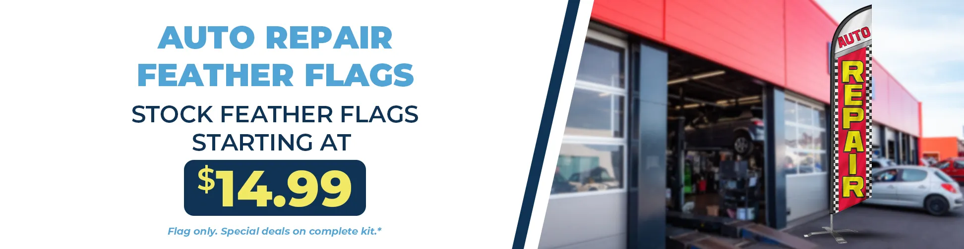 Auto repair feather flags for mechanic shops, service centers, and automotive maintenance businesses