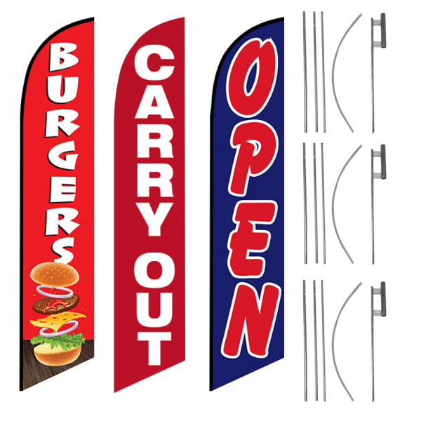 burgers-carry-out-open-feather-flag-package-ffn-5655-ffn-99926-ffn-5061e