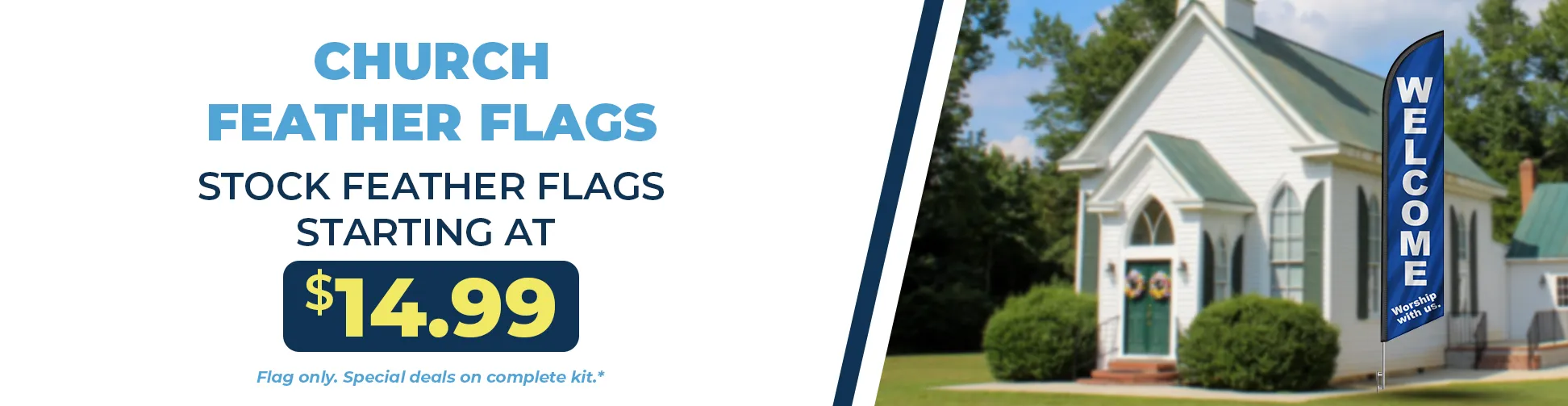 Church feather flags for worship services, church events, and community outreach