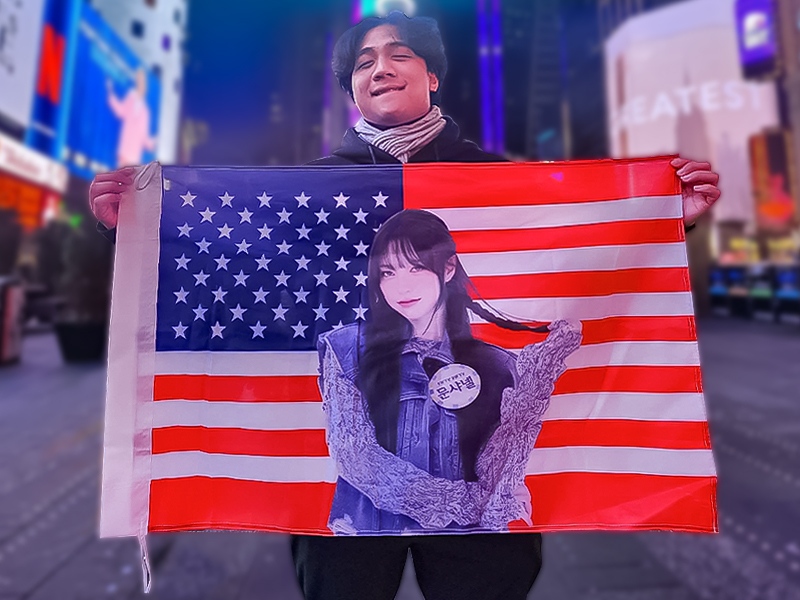 Custom 2x3 flag held by person for events, giveaways, and small promotional displays
