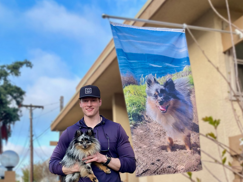 Custom 3x5 flag displayed outdoors for business advertising, events, and promotional use